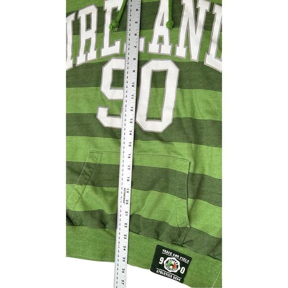 Retro Irish Green Striped Pullover Hoodie Ireland Logo Athletic Dept Boys XL Vtg - Picture 6 of 11